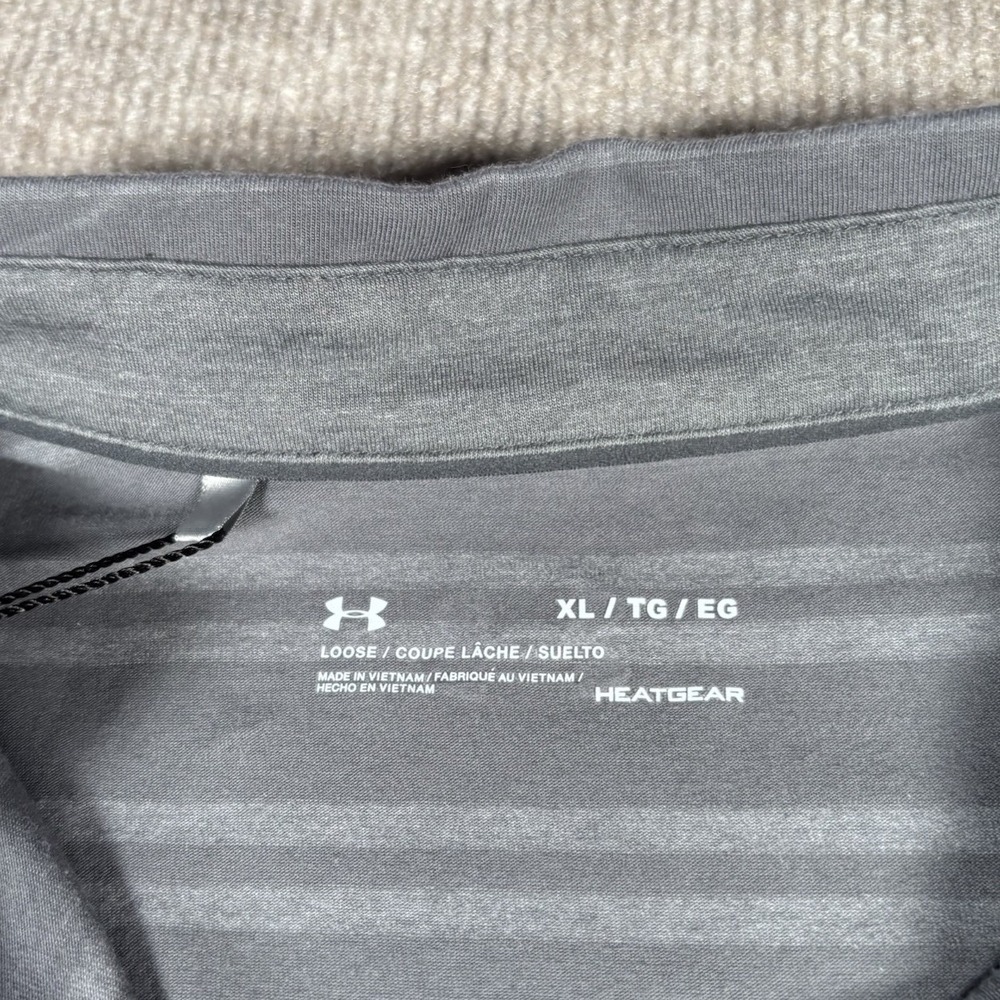Under Armour Polo Shirt Mens XL Loose Gray Striped Charged Cotton Golf NWT - Picture 5 of 10